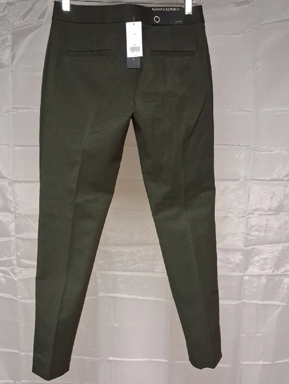 Banana Republic Sloan Tuxedo Stripe Olive Green Skinny Crop Pants Women's Size 0